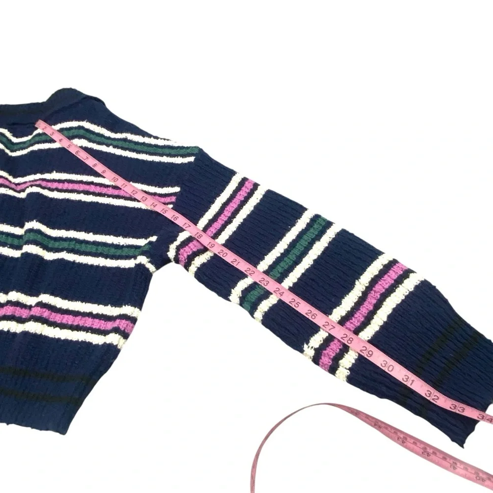 Free People NWT Kennedy Pullover Stripe Knit Sweater Size Medium Cropped Relaxed